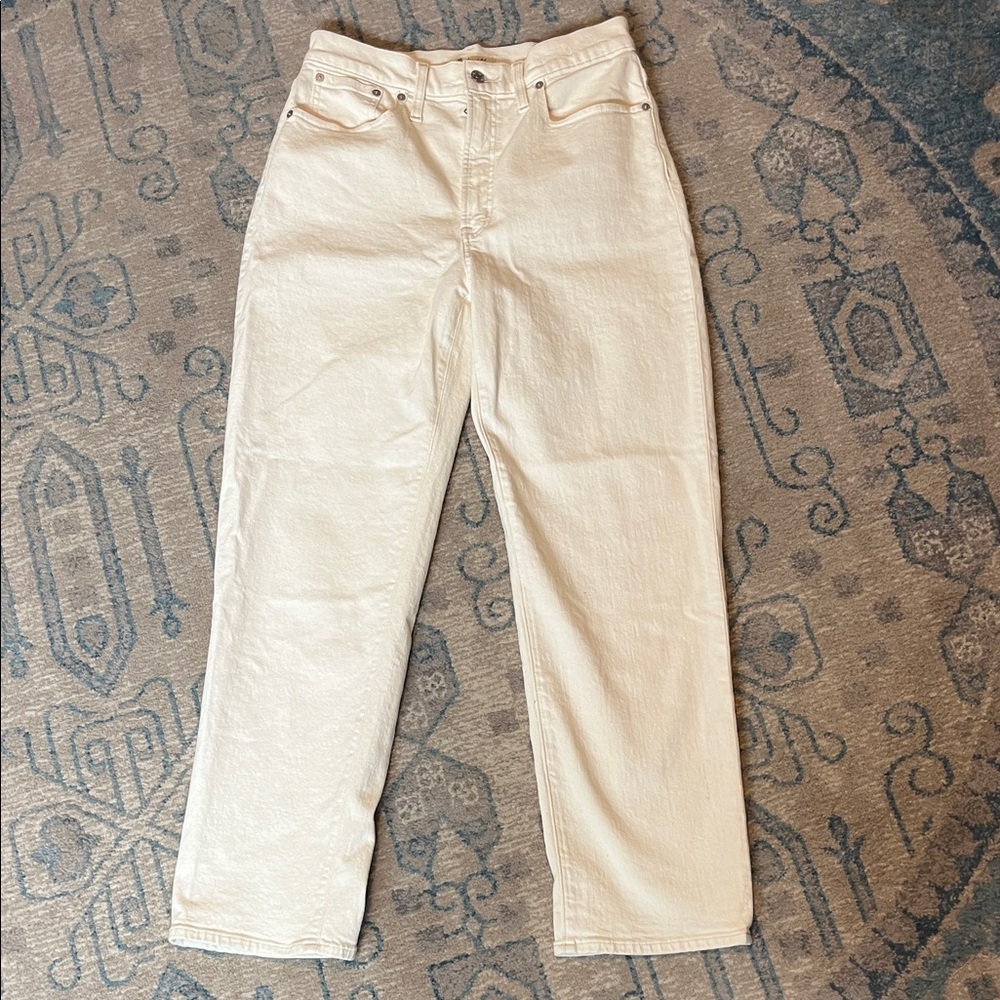 BNWT Madewell Perfect Vintage Cream White Straight-Leg High-Rise Jeans